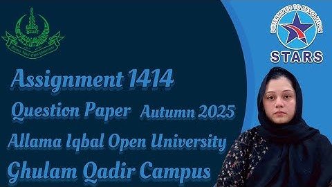 1414 Assignment Question Paper | Allama Iqbal Open University Autumn Semester 2025