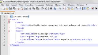 HTML Tutorial - 8: Superscript and Subscript Tags