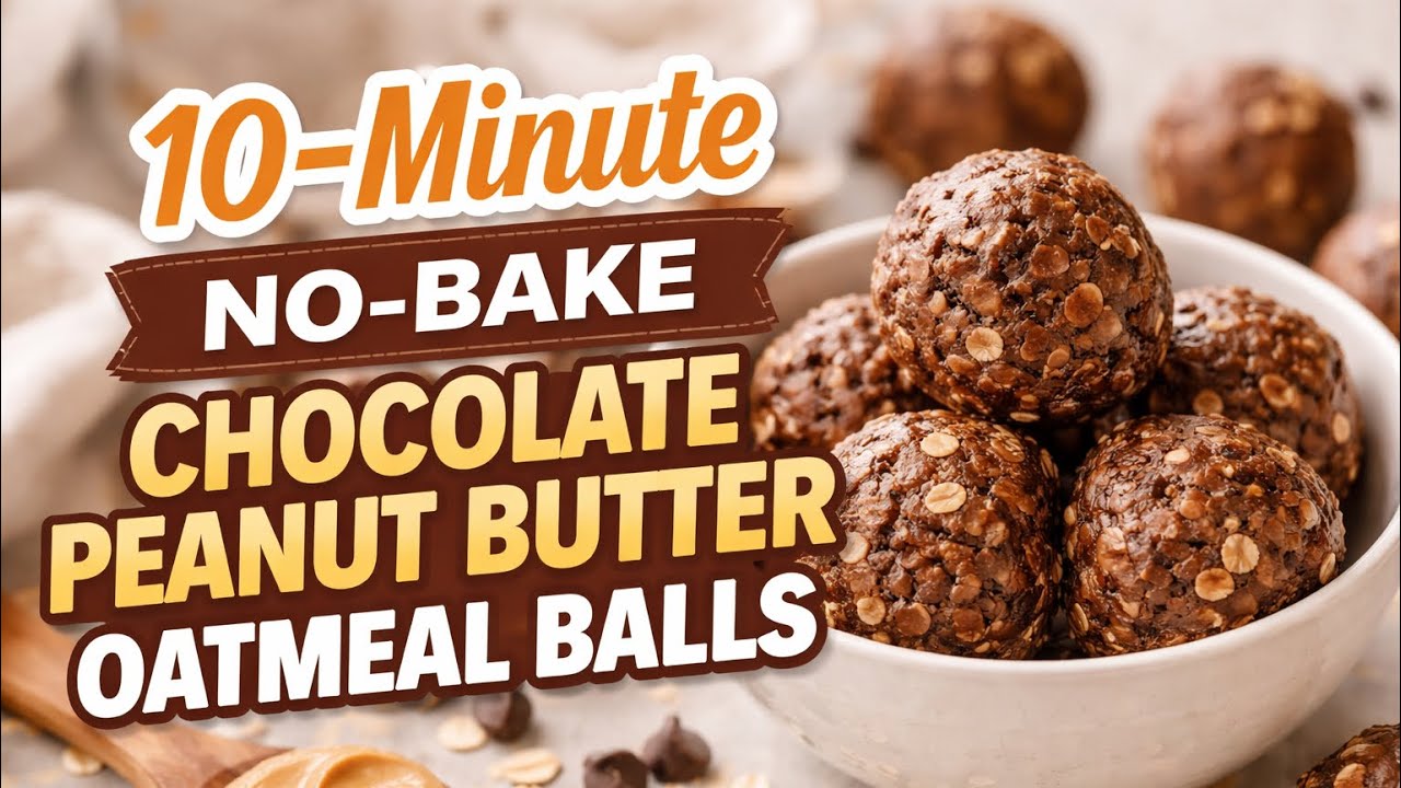 Овсяные шарики с шоколадом и арахисовой пастой, которые готовятся без выпечки за 10 минут (очень ...