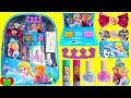 Frozen Anna Puts On Makeup with Elsa Back to School Cosmetics Backpack