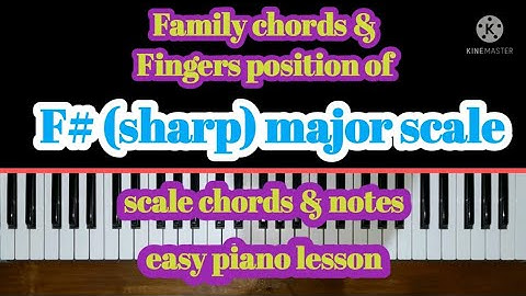 Family chords and fingers position for F# (sharp) major scale-scale chords & notes-easy piano lesson