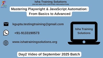Playwright & JavaScript Day2 Video On 13th September 2025. contact or whatsapp us on +91-9133190573.