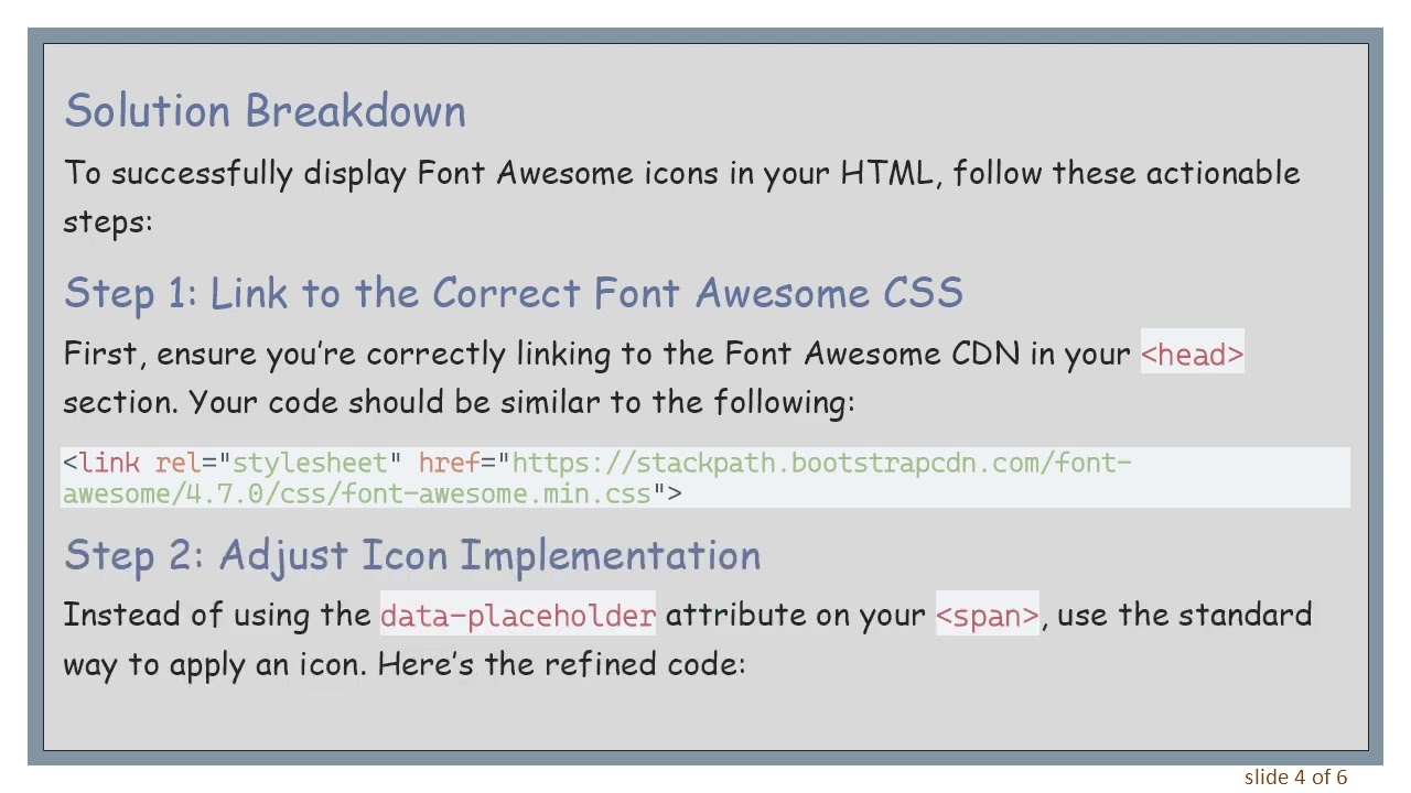 Fixing Font Awesome Icons Not Displaying in HTML