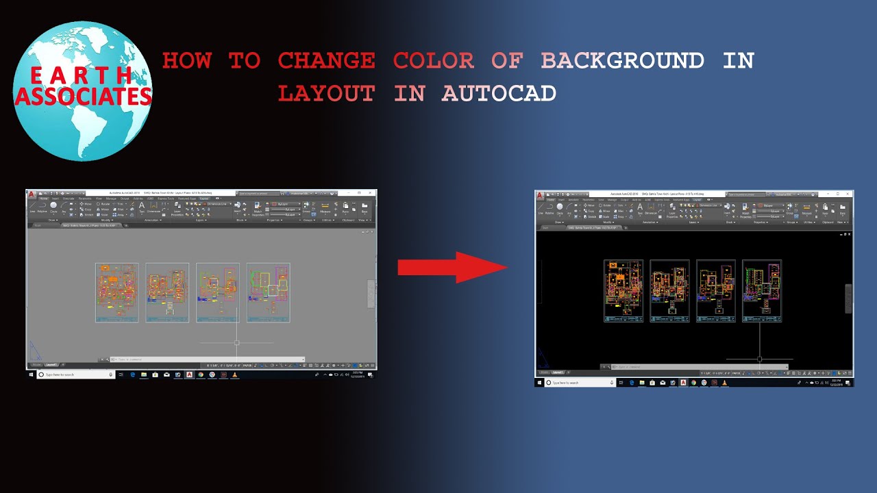 HOW TO CHANGE COLOR OF BACKGROUND IN LAYOUT IN AUTO CAD #Earth ...