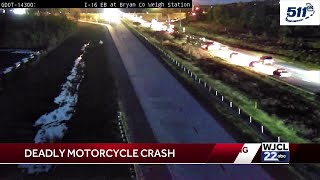 GSP: Motorcyclist dead after crash on I-16 in Bryan County