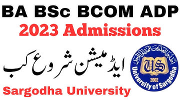 BA BSc ADP Annual 2023 Admissions Sargodha University - ADP Admissions 2023 UOS