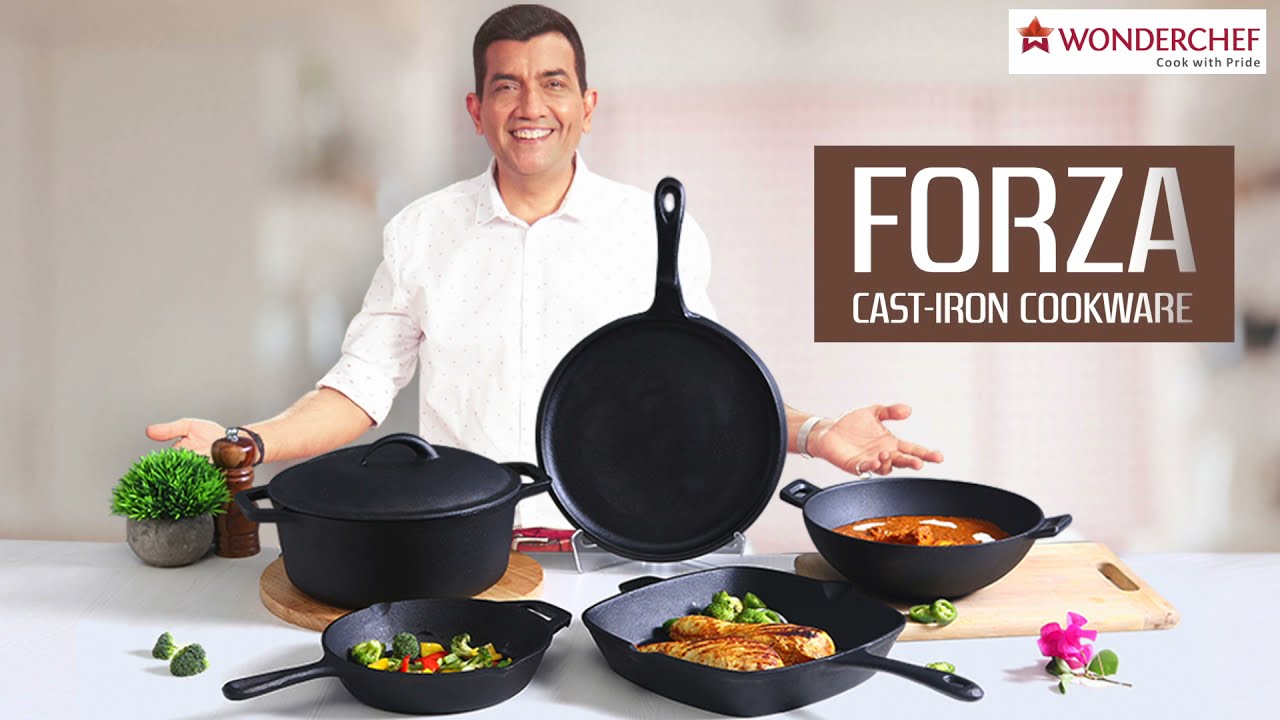 Forza Cast-iron Dosa Tawa, 25cm and Forza Cast-iron Fry Pan, 20cm