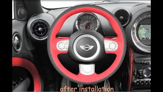 MEWANT ---  for Mini Coupe Clubman Clubvan Roadster Hand Stitch Car Steering Wheel Cover Installing