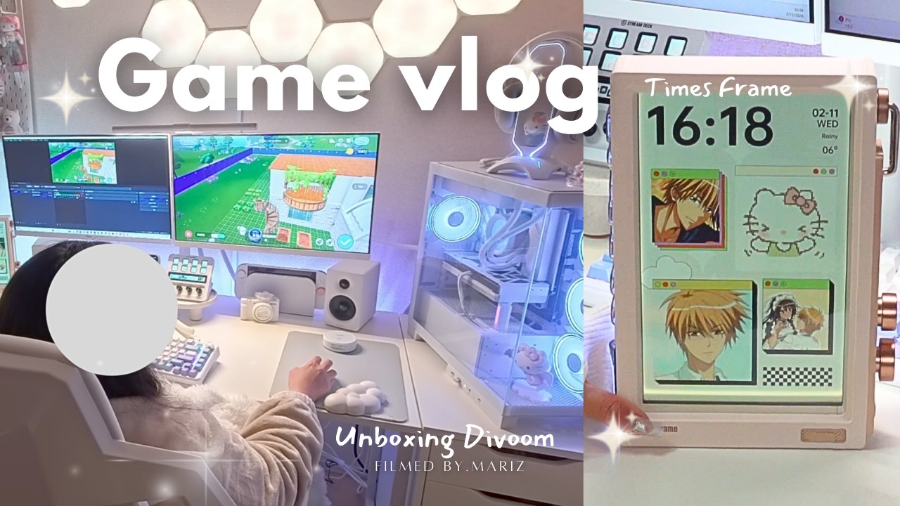 Game vlog |ハートピアで建築挑戦🎮 | Divoom Times Frame開封🎉🪄体調悪くてもゲームをしたい!