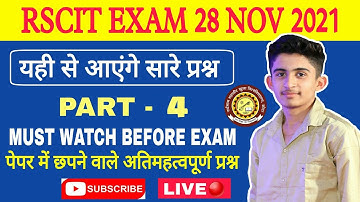 RSCIT Live Class 28 November | Rscit Exam Important Question | RSCIT Computer Course in Hindi part 4