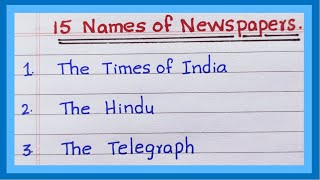 Name of Newspapers in India | 15 Name of Newspapers in English