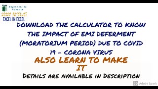 Learn to prepare / Download EMI deferment (Moratorium Period) Calculator screenshot 2