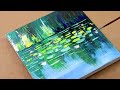 Water lilies Abstract Painting / Beginner acrylic painting / palette knife painting /Day #104