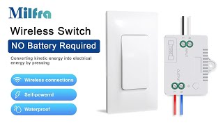 Self-Powered(No Battery Required) Wireless Light Switch and Receiver Kit