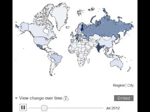 Windows Phone worldwide spread visualized by Google Trends