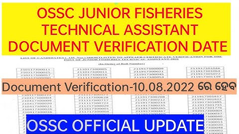 Junior Fisheries Technical Assistant 2021 Document Verification Date/JFTA big update/ossc Big update