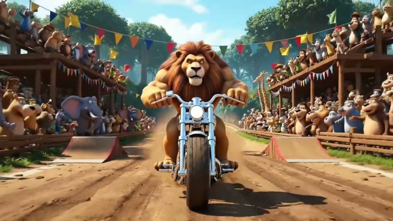 Monkey 🐒 vs Lion 🦁 Bike Race 🏍️ | Animal Racing Comedy | AI Funny Video Kannada