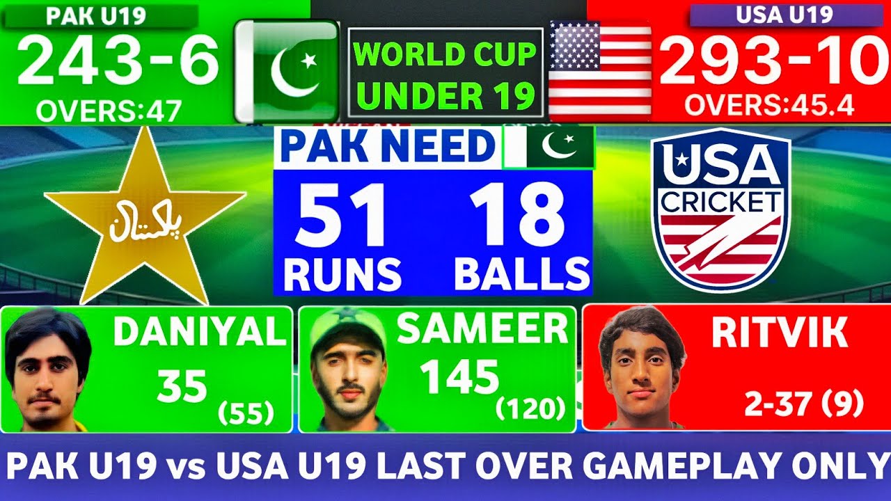 Last 3 Over Drama | PAK U19 vs USA U19 Match | Gameplay