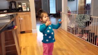 Violet shaking Easter eggs