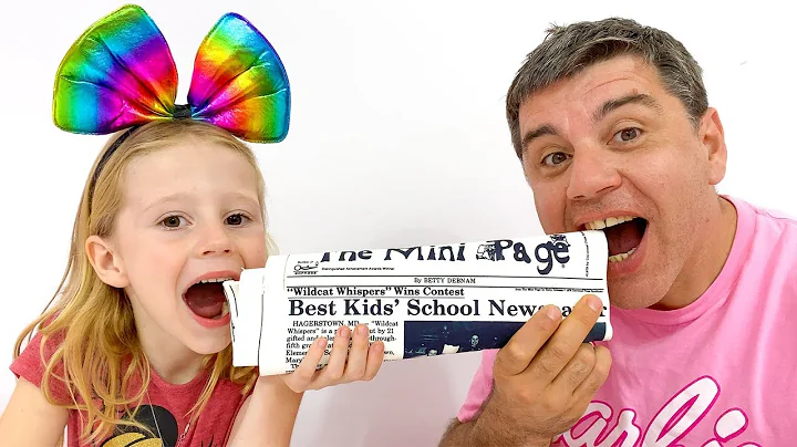 Nastya plays with her dad in a challenge with chocolate toys