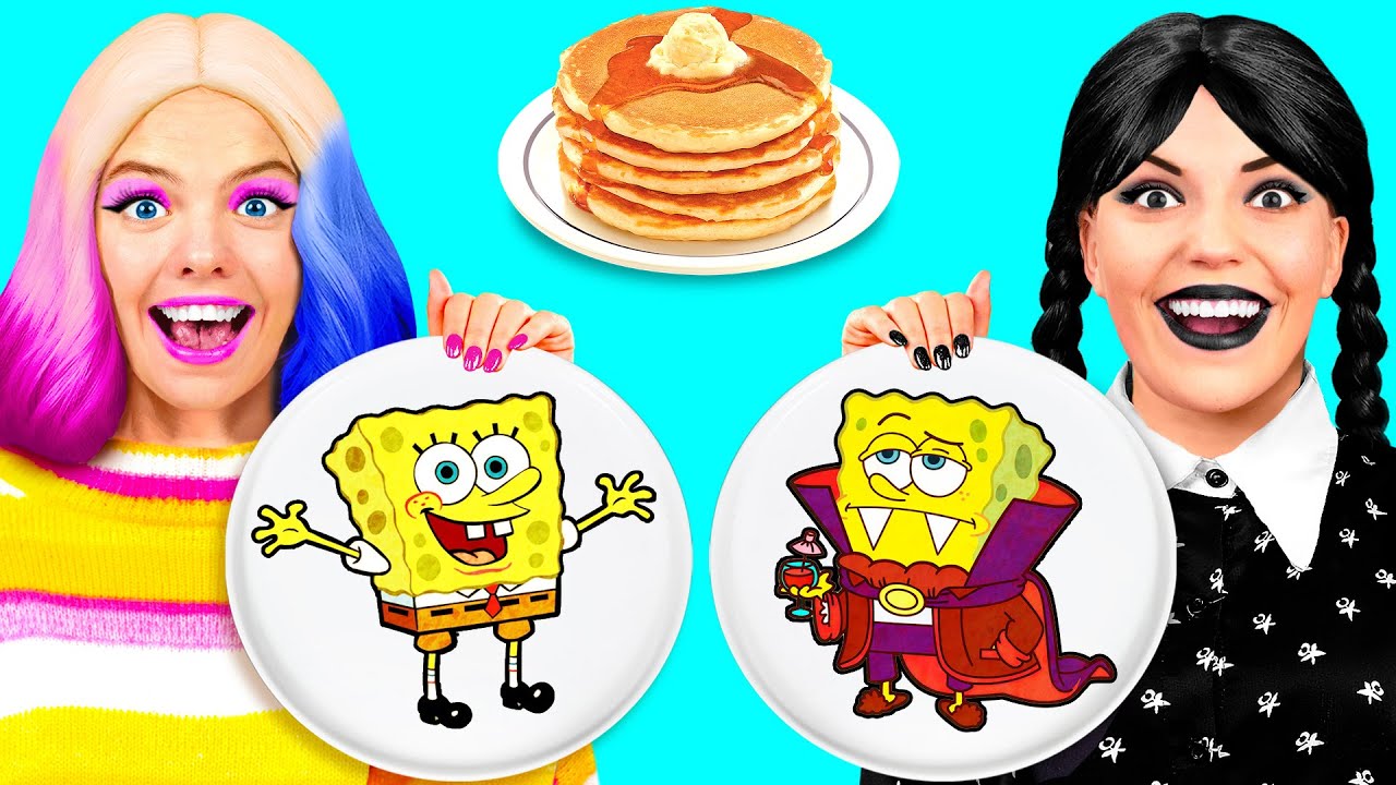 Творческий Челлендж с Блинчиками с Уэнсдей Аддамс | Забавные Кухонные Лайфхаки от AZaZa Challenge