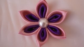 Kanzashi Flower Tutorial How To Diy Ribbon Flowers Kanzashi Flores De Cinta Youtube