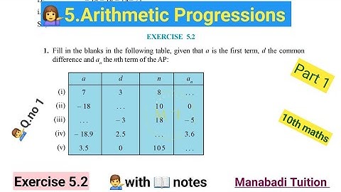 10th class math| chapter 5 |💁‍♀️Arithmetic Progressions| Exercise 5.2 |Q no 1|withnnotes|CBSE|NCERT|