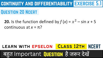 ex 5.1 q20 class 12 | continuity and differentiability class 12 ex 5.1 q20 | class 12 chapter 5