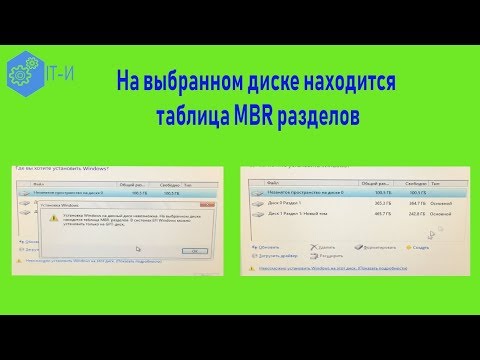 На выбранном диске находится таблица MBR разделов
