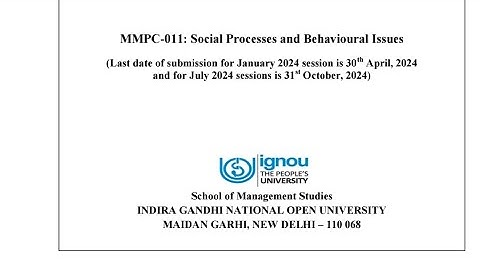 IGNOU MMPC 011 solved assignment | Jan- July 2024 | MBA Free assignment | Handwritten |