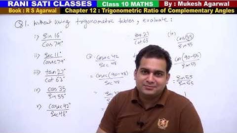 Class 10 Maths (Ex 12  Q1) Trigonometric Ratio of Complementary Angles (RS Agarwal 2019)