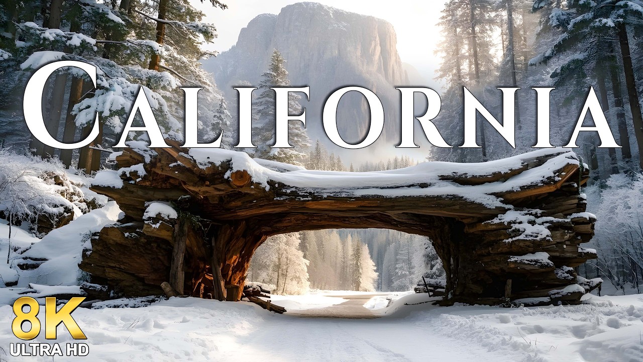 Winter in California: 8K UHD Snowy Forests, Mountains & Serene Nature Views