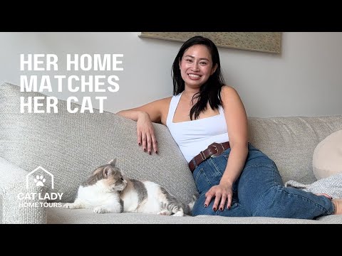 She chose her color theme to match her cat | Justine Chan Cat Lady Home Tour