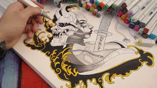 🔥 How to draw  Neo traditional Japanese stuff