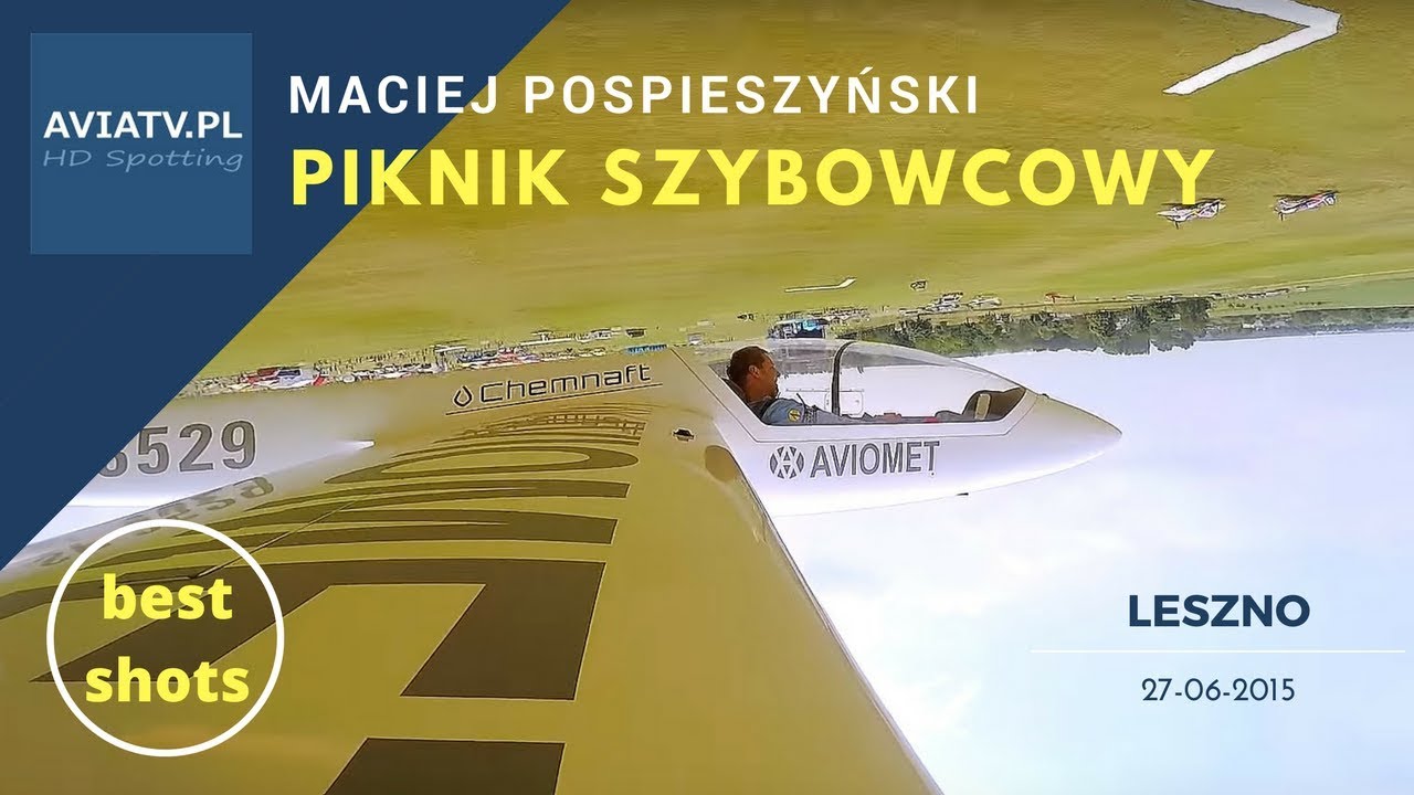 Maciej Pospieszyński - pokaz akrobacji na szybowcu  S-1 Swift - Leszno 2015