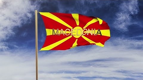 4K Macedonia flag with title waving in the wind. Looping sun rises style. Animation loop Stock video