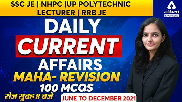 SSC JE 2021/NHPC |UP polytechnic lecturer | RRB JE | Current Affairs Maha- Revision 100 mcqs