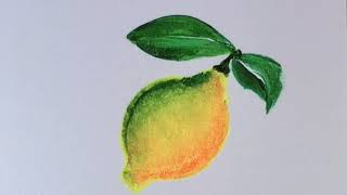 How to draw a lemon🍋using acrylic colours step by step كيفيةرسم ليمونة بإستخدام الآكريليك خطوةبخطوة