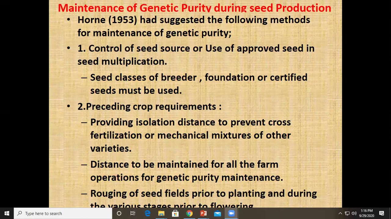 General principles of seed production