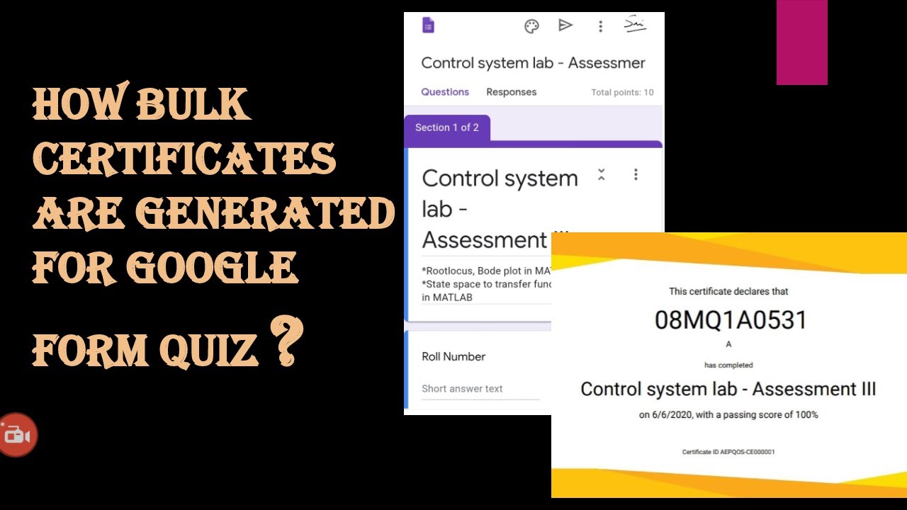 How Bulk certificates are generated for Google form Quiz - YouTube