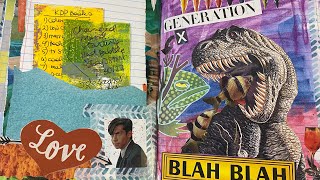 Flip Thru of Newest Glue Book with lots of collage art - Altered Comp Book #3 (talking)