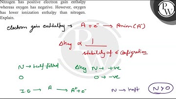 Nitrogen has positive electron gain enthalpy whereas oxygen has negative. However, oxygen has low...