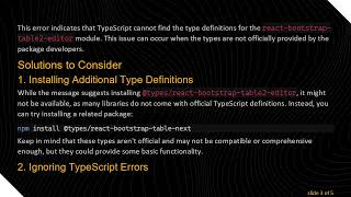 Solving the Not Found @ types/react-bootstrap-table2-editor Issue in React TypeScript Projects
