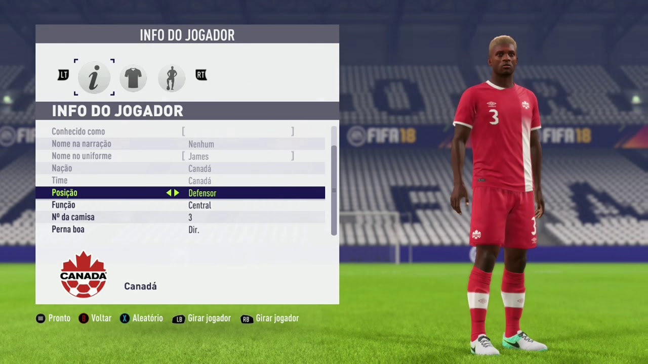 FIFA 18 Canadá Faces Todos Jogadores Overall Uniformes Completo seleção World Cup