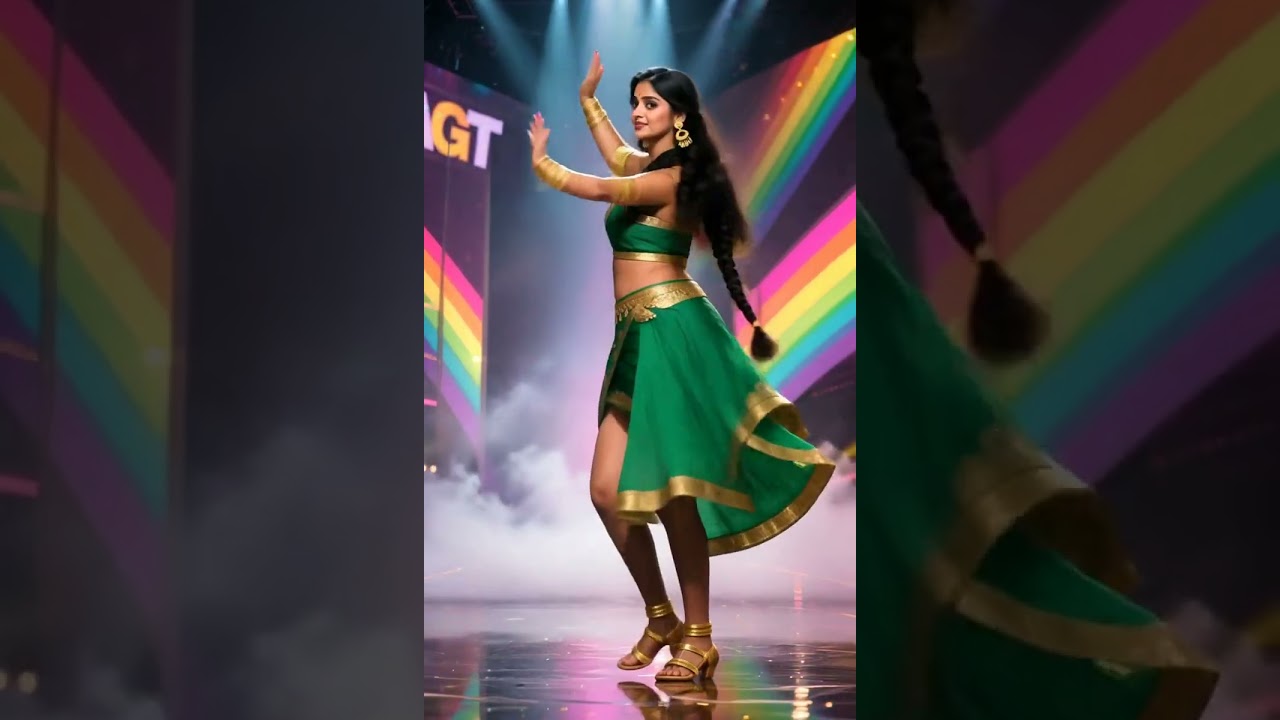 Stunning Indian Dancer in Electronic Mist, This Performance Breaks Dimensional Barriers