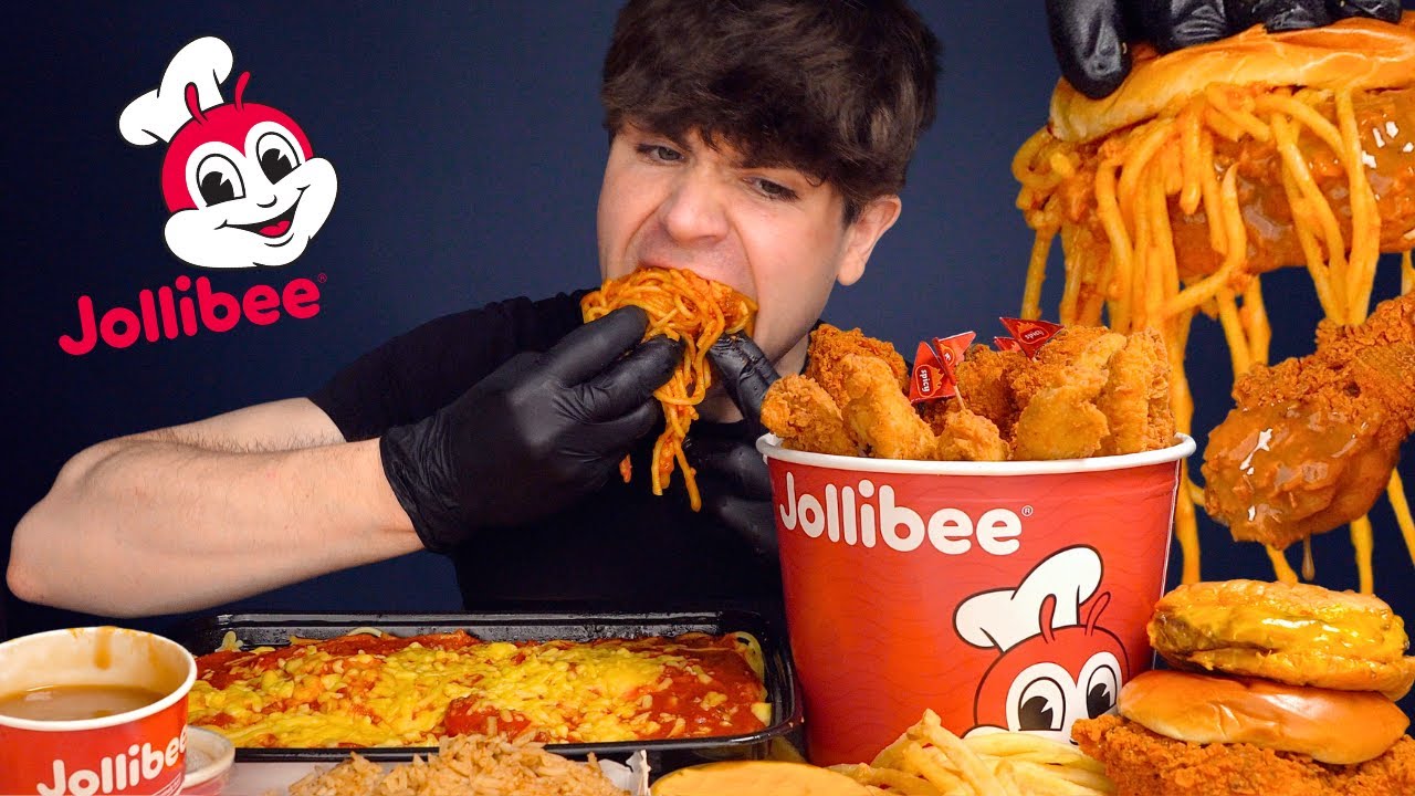 ASMR MUKBANG EXTRA JOLLIBEE CRISPY CHICKEN GIANT JOLLY SPAGHETTI BURGERS & FRIES | WITH CHEESE