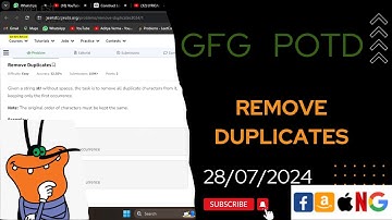 Remove Duplicates | gfg potd today | POTD | GFG Problem of the Day | C++ |