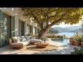 Tranquil Lakeside Pool Jazz ☕ Gentle Jazz with Tree Shade and Mountain Water Views