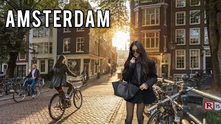 🌞 Потрясающий солнечный час в Амстердаме, зима 2024. Пешеходная экскурсия по Амстердаму 4K