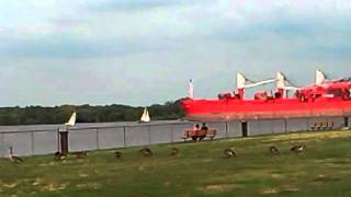 Huge barge almost hits sail boats on the Delaware